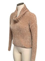 Soft Caramel Brown Turtleneck Ribbed Sweater