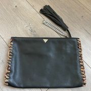 Sam Edleman black leather clutch purse bag