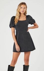 Denim Puff Sleeve Mini Dress