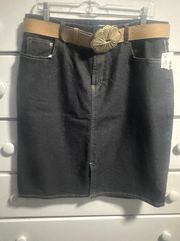 NWT LA Blues Brand Denim Pencil Skirt With Pockets Button Zipper Closure Size 14