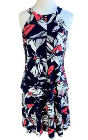 ELLEN TRACY SLEEVELESS M MULTI COLOR  HALTER STYLE KNEE LENGTH DRESS OFFICE