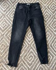 Black buckle skinny jeans