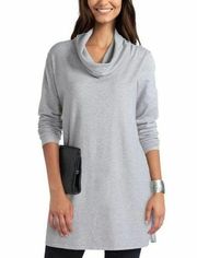 H by Halston Womens Gray Cowl Neck Mix Media Pullover Sweater Tunic