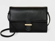 Black Crossbody Purse Women Tote Gold Bag Clutch Faux Leather A New Day NWT