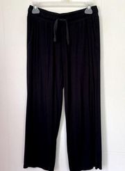 Senita Athletics Ribbed Culottes Black Drawstring Elastic Waist ~ Size S