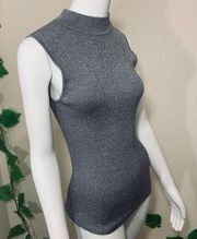 Nygard Silver Metallic Turtleneck Tank Top Blouse