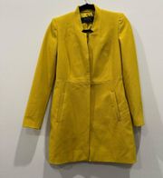 ZARA MUSTARD YELLOW INVERTED LAPEL COLLAR FROCK JACKET COAT JACKET SIZE XS