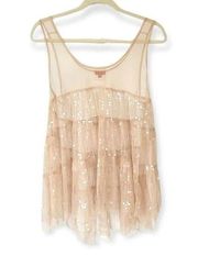 Chan Luu Tank Sequin Sheer Mesh Top Sz. S