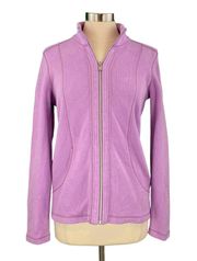 Lavender Zip Up Knit Cardigan