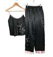 Oscar De La Renta Small Pajama Set Womens Black Cami w/ Pants Polyester Spandex