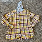 Pacsun Flannel button down shirt Hoodie Sz Medium in excellent condition