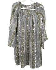 Calypso St. Barth Womens 100% Silk Bohemian Printed Long Sleeve Dress Size M