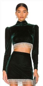 Camila Coelho Aliah Cropped Top in Emerald Green