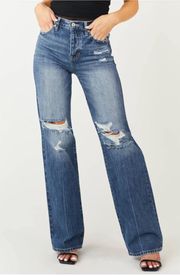 KANCAN High Rise Straight Leg Button Fly Jeans style KC8682M cut 40533