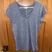 Blue V-neck shirt