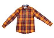 Yellow Orange Long Sleeve Button Down Flannel