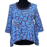 Opening Ceremony Blue Crackle Asymmetric Cropped Sweater Top Size Large