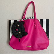 Juicy Couture Striped Large Shoulder Bag & Matching Woven Kitten Coin Purse