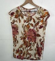 Nicole Miller Women’s Sleeveless Colorful Floral Print Linen size Small