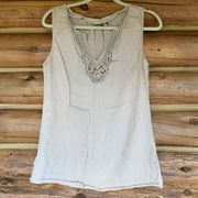 Embellished Linen Tank