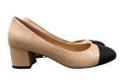 Boutique Nude & Black Round Toe Block Heel Dress Shoes 8