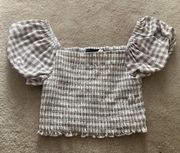 Gingham Puff Sleeve Top