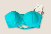 Jessica Simpson Bikini Top Six String Back Padded Underwire Turquoise S