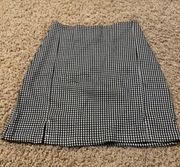 this is a black and white gingham mini skirt from brandy melville