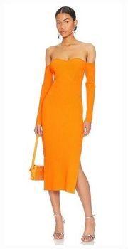 MILLY Knit Bustier Midi Dress in Mango