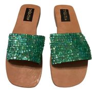 Mystique emerald green sequins sandals size 7