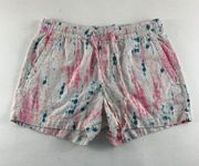 Old Navy  Pink Blue Tie Dye Linen Blend High Rise Pull On Shorts S