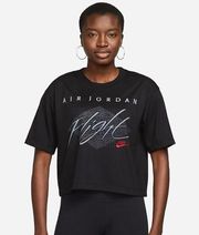 Jordan Air Flight Black Boxy Crop Tee Tshirt Size Medium