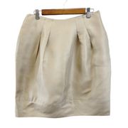Lafayette 148 Womens 6 100% Silk Pleated Pencil Skirt Beige Tan Lined Career