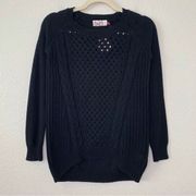 NWT SO Kohl’s Black Cable Knit Black Long Sleeves Pullover Women’s Sweater