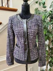 Zac & Rachel Women Purple 100% Acrylic Long Sleeve Button Front Jacket Blazer 8