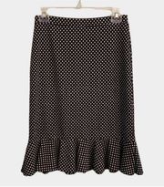 Michael Michael Kors Black White Knee Length Polka Dot Ruffle Skirt Size 2