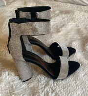 Gianni Bini Black Silver Sparkle Heels