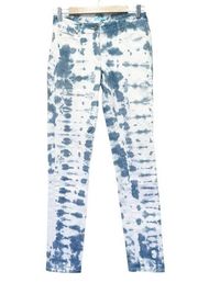 J. McLaughlin Jeans Shibori Tie Dye Slate Blue & Off-White Skinny Jeans Size 2