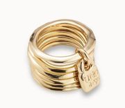 UNOde50 Gold Ring Prisionero -Set of 6 Bands & Charm - #ANI0057 - NWT