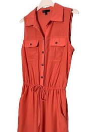 Bebop Sleeveless Button Front Jumpsuit Mauve Button Front Collared