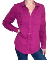 Pink Linen Minimalist Button Down Shirt