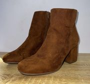 Brown Suede Wedge Booties