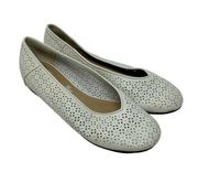 Eileen Fisher White Lasercut Leather Ballet Flats Size US 8.5