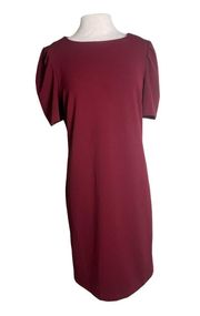 Wine Short Sleeve Sheath Dress