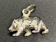 Silver Tone Walking Bear Charm Pendant 11/16"