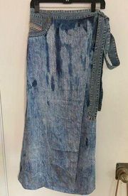 NWT Diesel O-Datura Wrap Around Denim Print Skirt