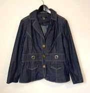 Robert Louis Light Weight Fashion Denim Jacket Blazer Size Large Blue