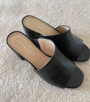 Black Peep Toe Mules