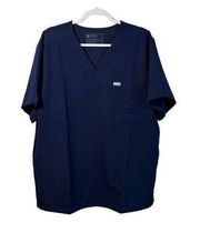 Figs Catarine One Pocket Scrub Top Navy XL Short Sleeve Health Care Branded AYA