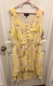 NWT Mossimo High Low Yellow Floral Dress Size Large